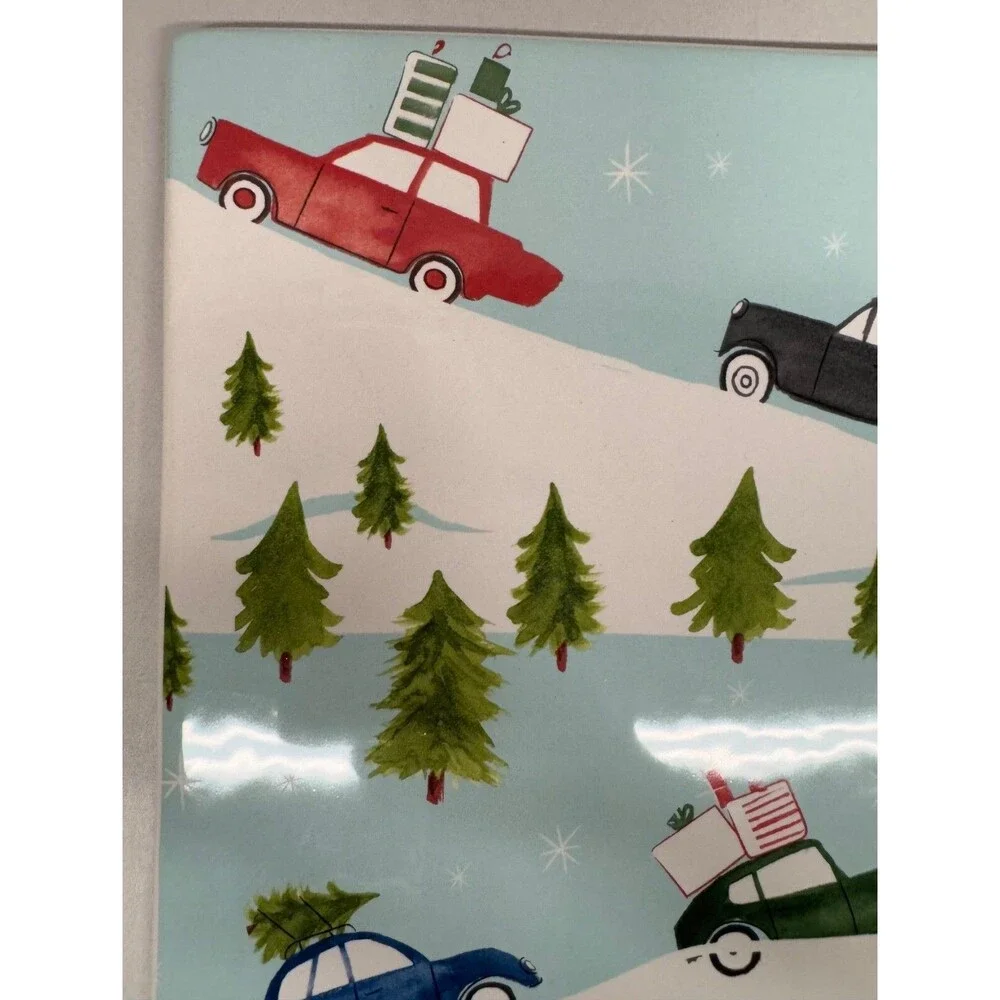 Crate and Barrel Christmas Kitchen Retro Cars Christmas Trees Trivet Spoon Rest